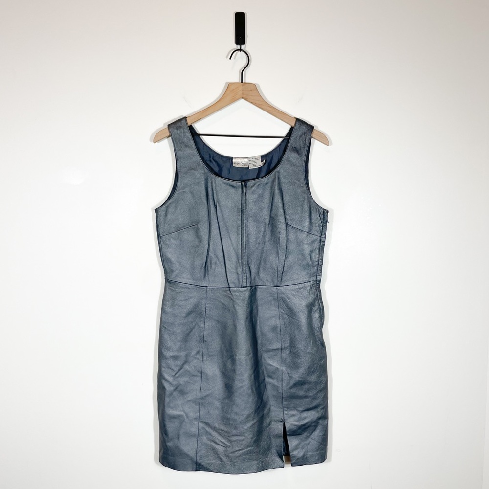 Vintage Grey Leather Dress with mini split.